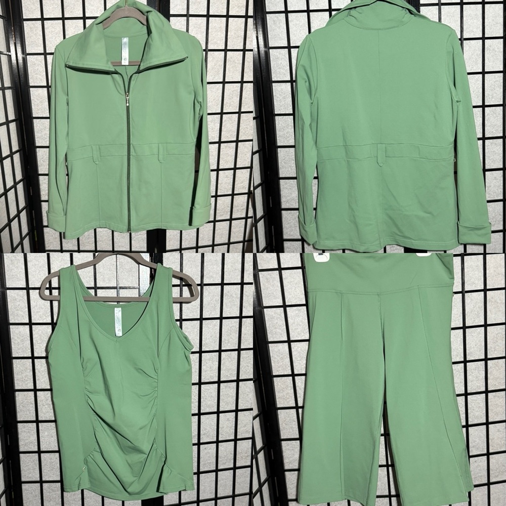 Vintage Athleisure Set, Yoga, Walking, Light Green Made in Canada, 3 PCS, SZ XL